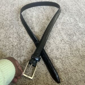 Italian Full Grain Leather Black Belt 40